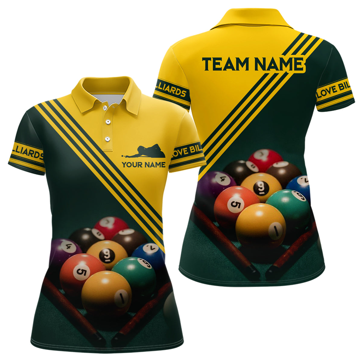 Billiard Ball Set Custom 3D Full Printing Polo Shirts For Women, Personalized Billiard Gifts Idea TDM0158