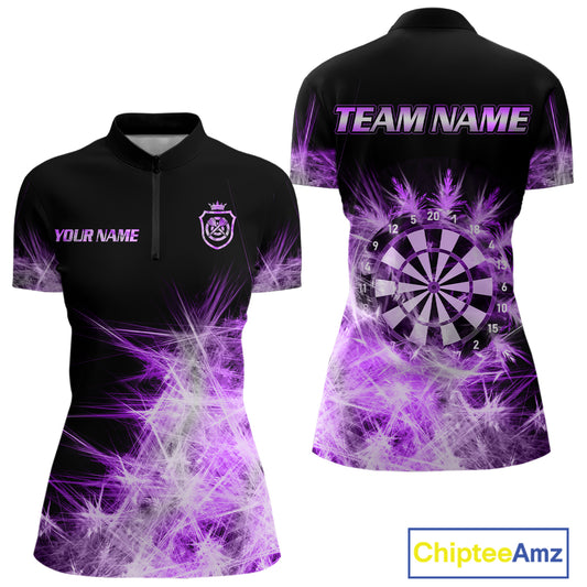 Purple Icy Light Womens Darts Polo & Quarter Zip Shirts Custom Dart Shirts For Team Darts Jerseys TDM5254