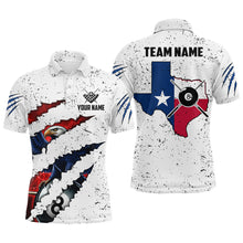 Load image into Gallery viewer, Customized Eagle Texas Flag White Grunge Billiard Shirts For Men, Patriotic Billiard Team Jerseys TDM2319