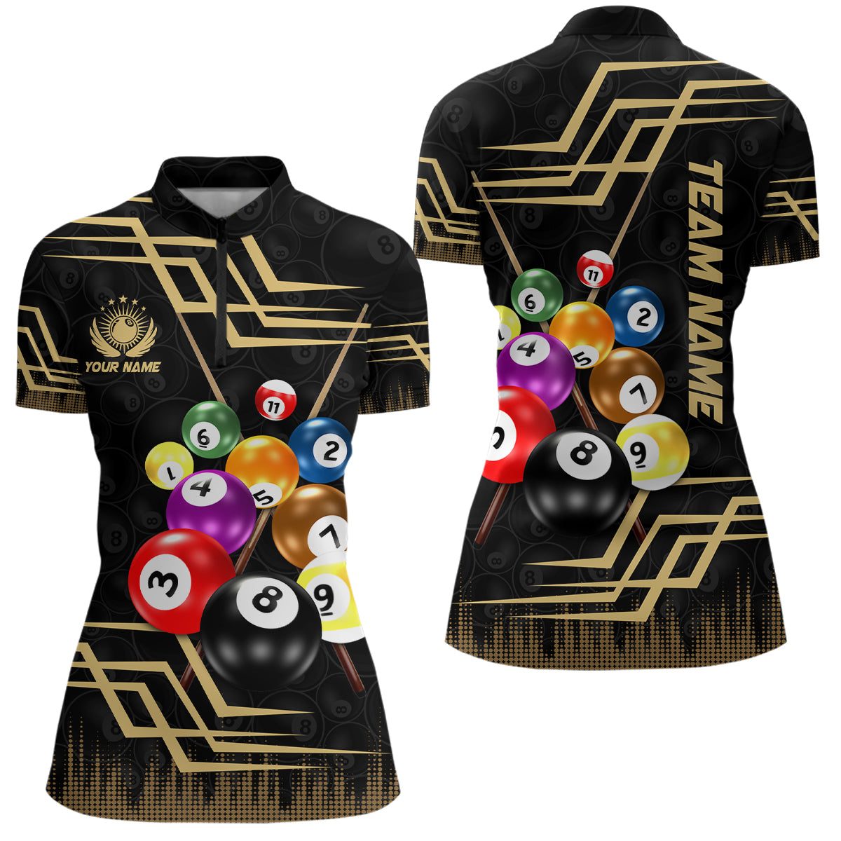 Personalized 3D Billiard Balls Quarter-Zip Shirts For Women Custom Billiards Outfit TDM0411
