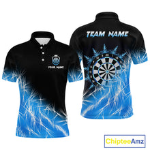 Load image into Gallery viewer, Blue Icy Lights Mens Darts Polo & Quarter Zip Custom Dart Shirts For Team Darts Jerseys TDM3799