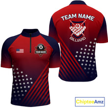 Load image into Gallery viewer, US Flag Billiard Jersey For Men Custom 8 Ball Polo & Quarter Zip Billiard Shirts Pool Team Jersey TDM3801