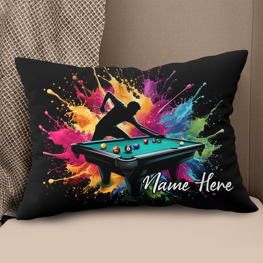 Colorful Men Billiard Player Custom Throw Pillow, Billiard Pillow Gifts TDM0832