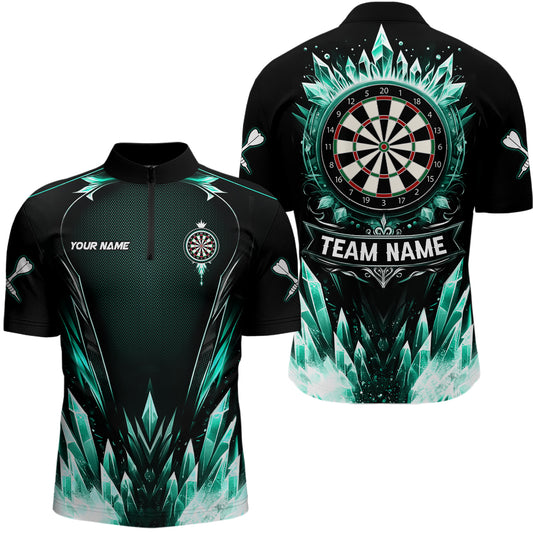Personalized Turquoise Icy Dartboard Custom Darts Polo & Quarter Zip For Men, Team Dart Jerseys TDM3670