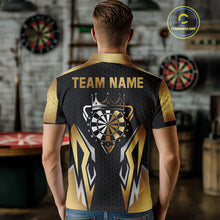 Load image into Gallery viewer, Black And Golden Funny Crown Darts Shirt For Men Custom Darts Jerseys Team Polo & Quarter Zip TDM4324