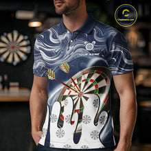 Load image into Gallery viewer, Personalized Marble Swirl Dart Shirts For Men Custom Funny Darts Team Jersey Polo & 1/4 Zip |Blue TDM4161