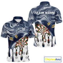 Load image into Gallery viewer, Personalized Marble Swirl Dart Shirts For Men Custom Funny Darts Team Jersey Polo & 1/4 Zip |Blue TDM4161