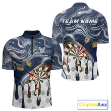 Load image into Gallery viewer, Personalized Marble Swirl Dart Shirts For Men Custom Funny Darts Team Jersey Polo & 1/4 Zip |Blue TDM4161