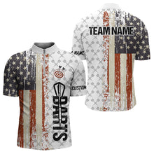 Load image into Gallery viewer, Grunge Retro US Flag Custom Darts Shirt For Men, Darts Jersey Pocket Option TDM3797