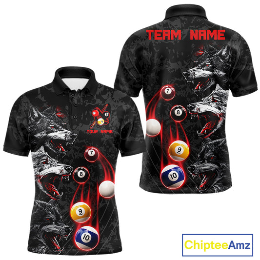 Custom Red Thunder 8 Ball & 9 Ball Pool Team Shirt For Men Funny Wolfs Billiard Tournament Jerseys NYN4017