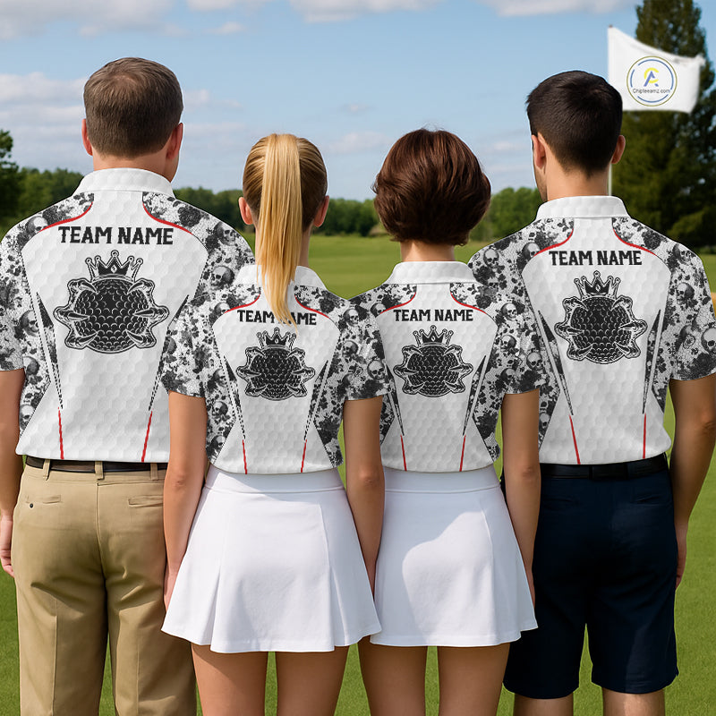 Black And White Skull Roses Golf Polo Shirts For Men Custom Golf Team Attire For Golfers NYN3256