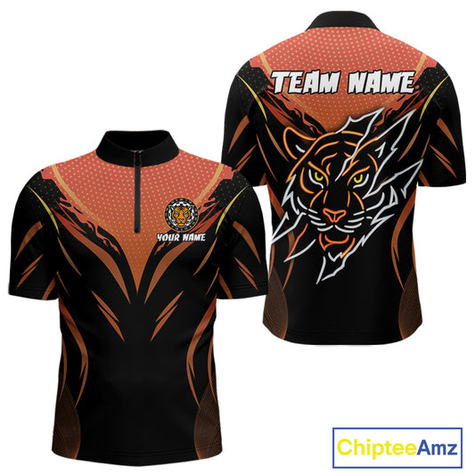 Custom Men's Dart Shirt With Orange Tiger Dartboard - Custom Team & Player Name NYN0358