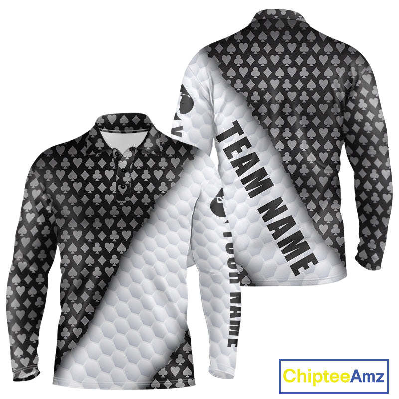 Mens Grey Poker Golf Shirt Custom Poker White Golf Ball Polo, Golf Team Outfits For Golfers NYN3332