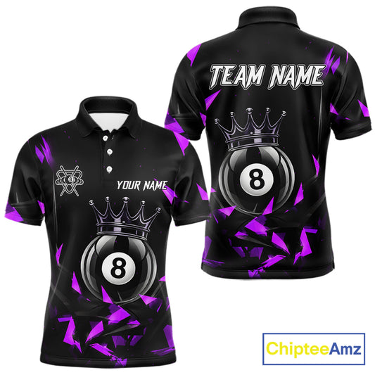 Black And Purple Geometric Crown 8 Ball Billiard Pool Shirt For Men Custom Billiard Team Jersey NYN3217