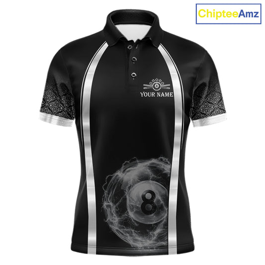 Black & Silver Thunder Lightning White 8 Ball Billiard Jerseys For Men Custom Billiard Team Shirt NYN2834