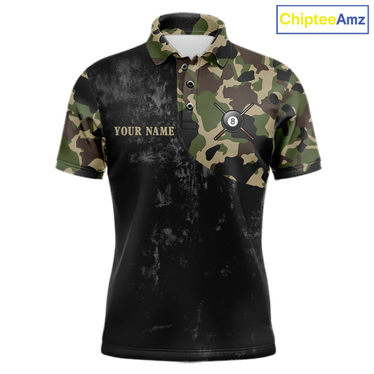 Black Grunge Camouflage Billiard Pool Shirt For Men Custom 8 Ball Billiard Team Jersey NYN3065