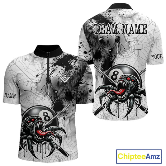 Funny Spider Billiard Pool Shirts For Men Custom Grunge Ball 8 Billiard League Jerseys NYN2304