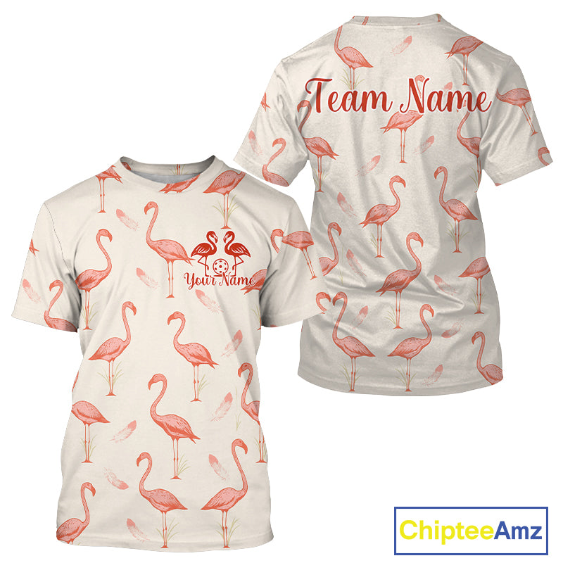 Custom Pink Flamingo Funny Pickleball T-Shirt For Men Outfits Couple Pickleball Jerseys NYN1291