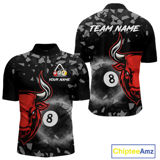Grey Smokes Ball 8 Pool Billiard Shirts For Men Custom Funny Bull Billiard Team Jerseys NYN2297