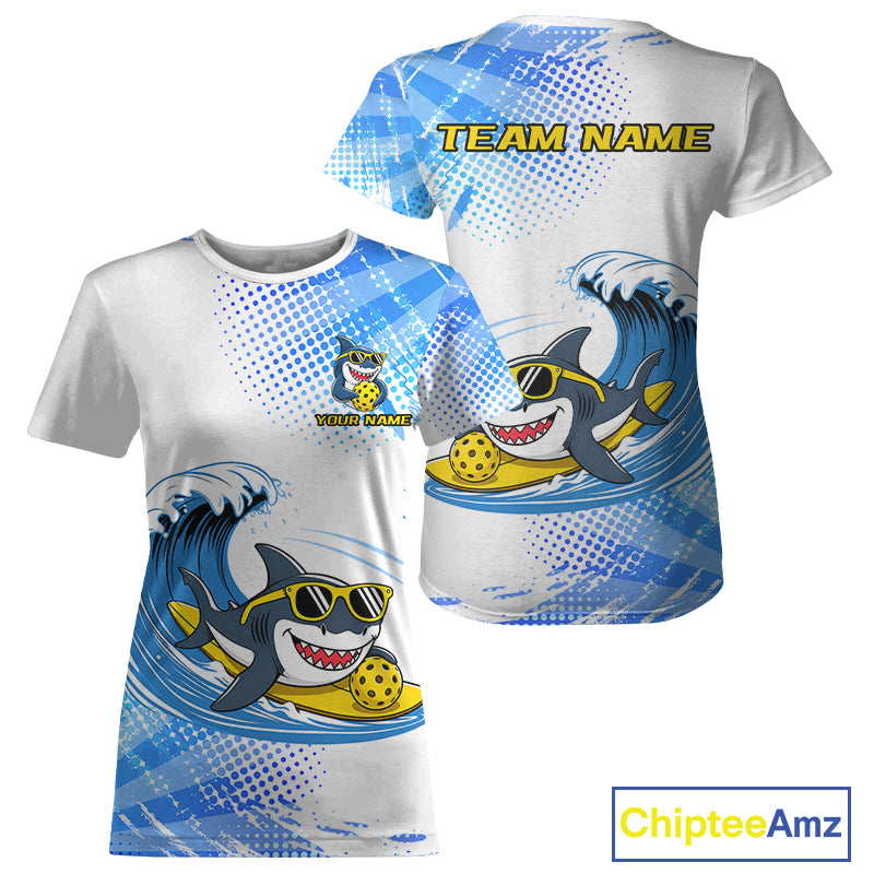 Funny Pickleball T-Shirts For Women Custom Shark Playing Pickleball Team Uniform Jersey NYN4112