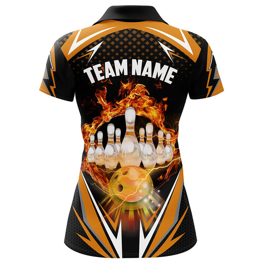 Orange Bowling Shirt Camo Bowling Shirt Customized Flame Bowling Jersey Unisex Polo Shirt for Women QZT259