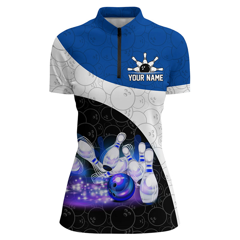 Personalized Bowling Shirt Custom Bowling Team League Bowling Jersey Women Quarter-Zip Shirt QZT260