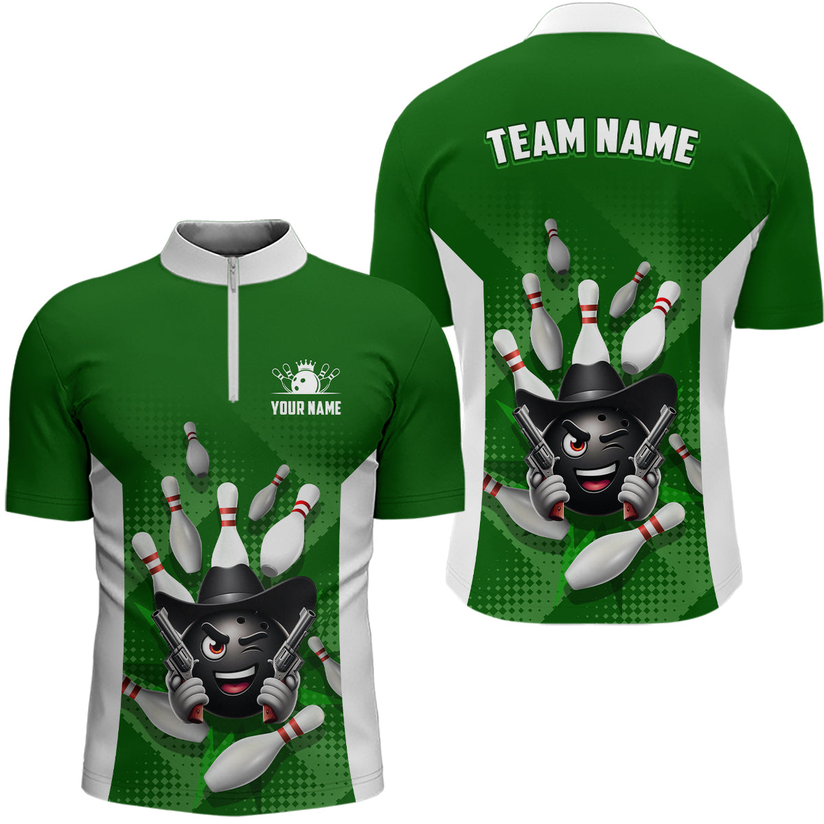 Personalized Funny Bowling Shirt Bowling Jersey for Men Quarter-Zip Bowling Team League QZT409