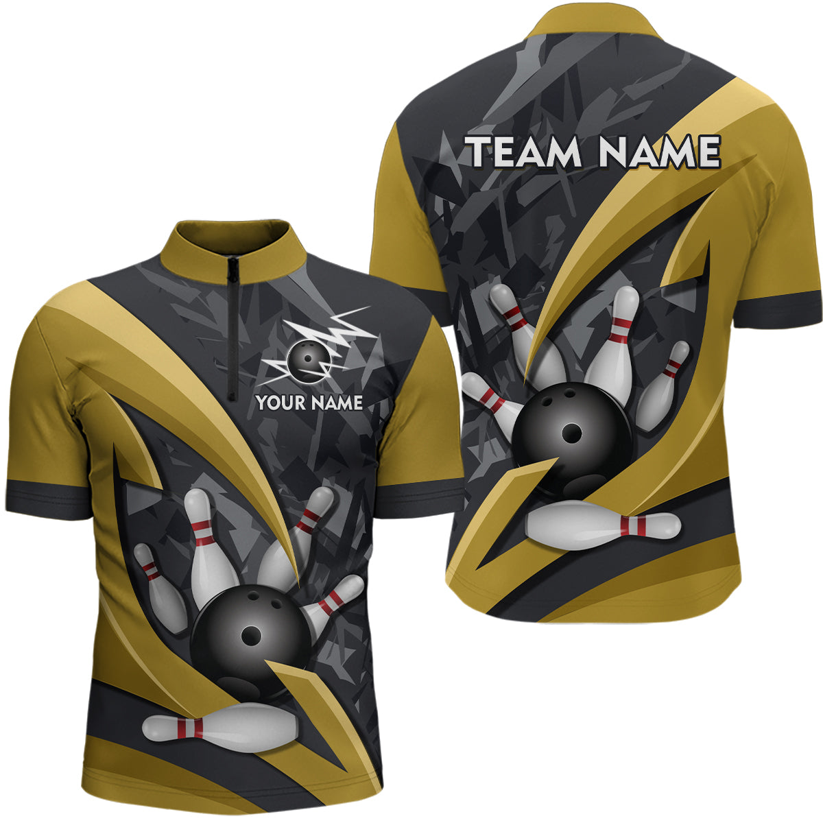 Custom 3D Bowling Team Shirts Multicolor Bowling Jersey for Men Quarter Zip QZT505