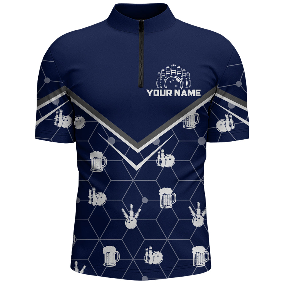 Personalized Camo 1/4 Zip Shirt Bowling Shirt for Men Custom Bowling Jersey Bowling Team League QZT253