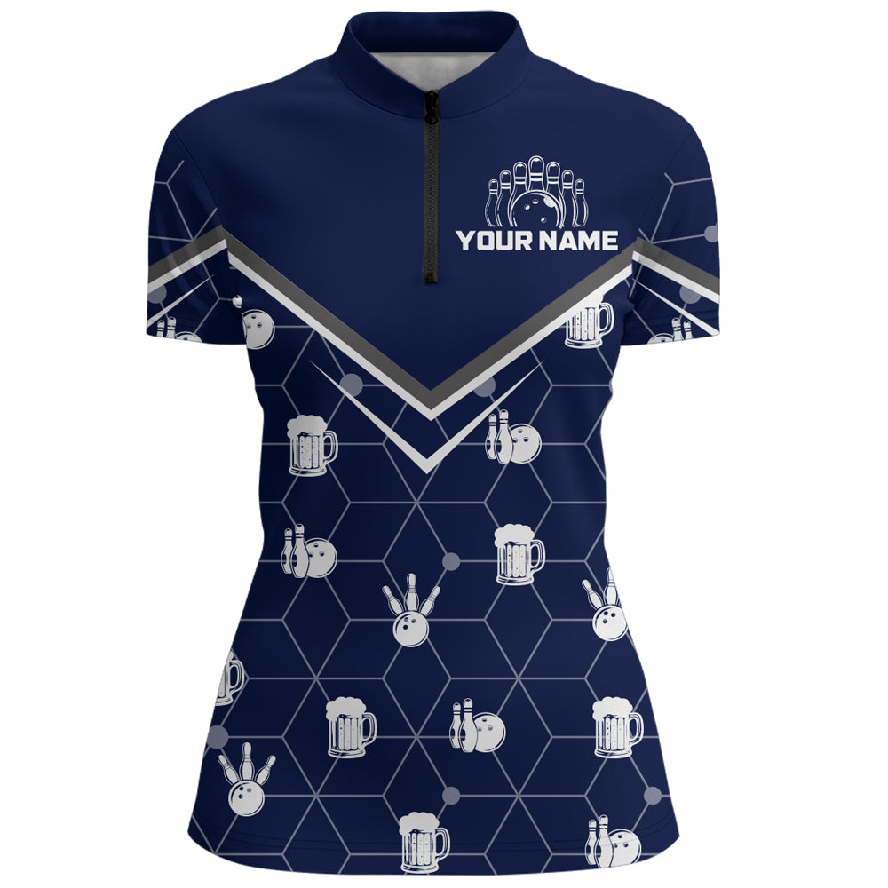 Personalized Camo 1/4 Zip Shirt Bowling Shirt for Women Custom Bowling Jersey Bowling Team League QZT253