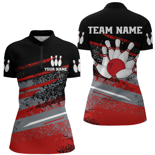 Personalized Women's Bowling Jersey Quarter Zip Bowling Team Shirts Bowling Gifts QZT501