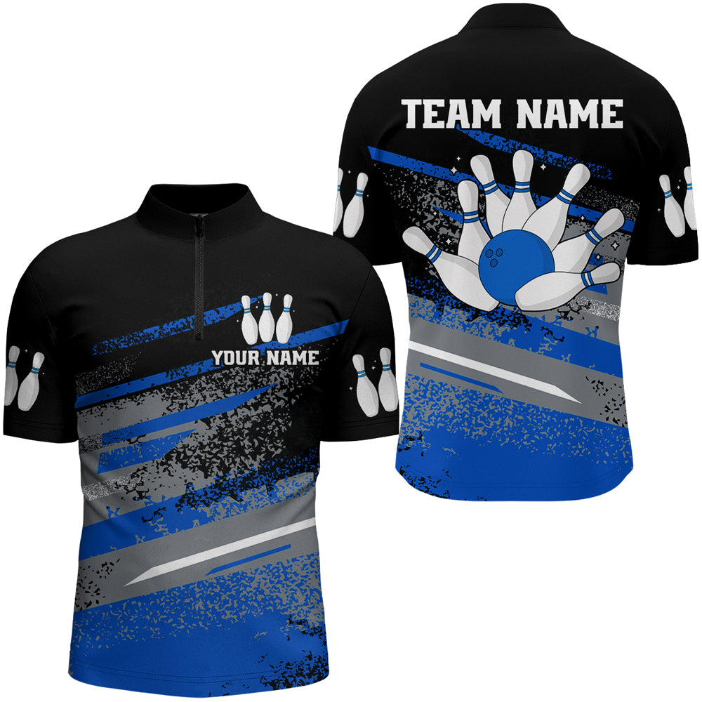 Personalized Men's Bowling Jersey Quarter Zip Bowling Team Shirts Bowling Gifts QZT501
