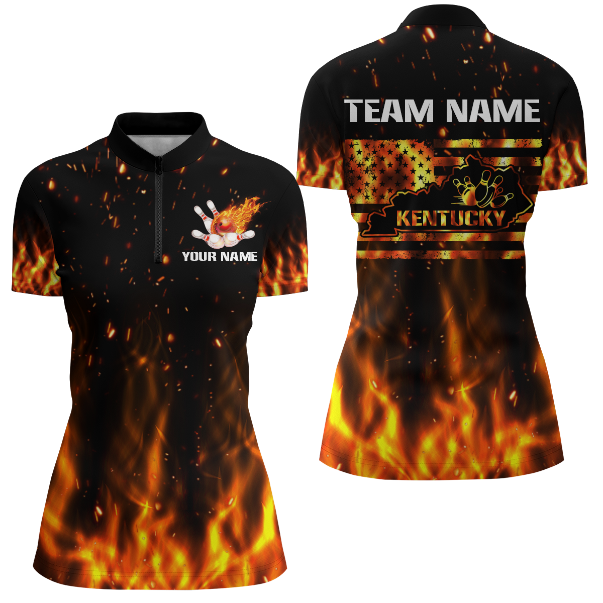 Custom Bowling Green Kentucky for Women, 1/4 Zip Bowling Shirts, Team Shirt Bowling Pin And Ball QZT306