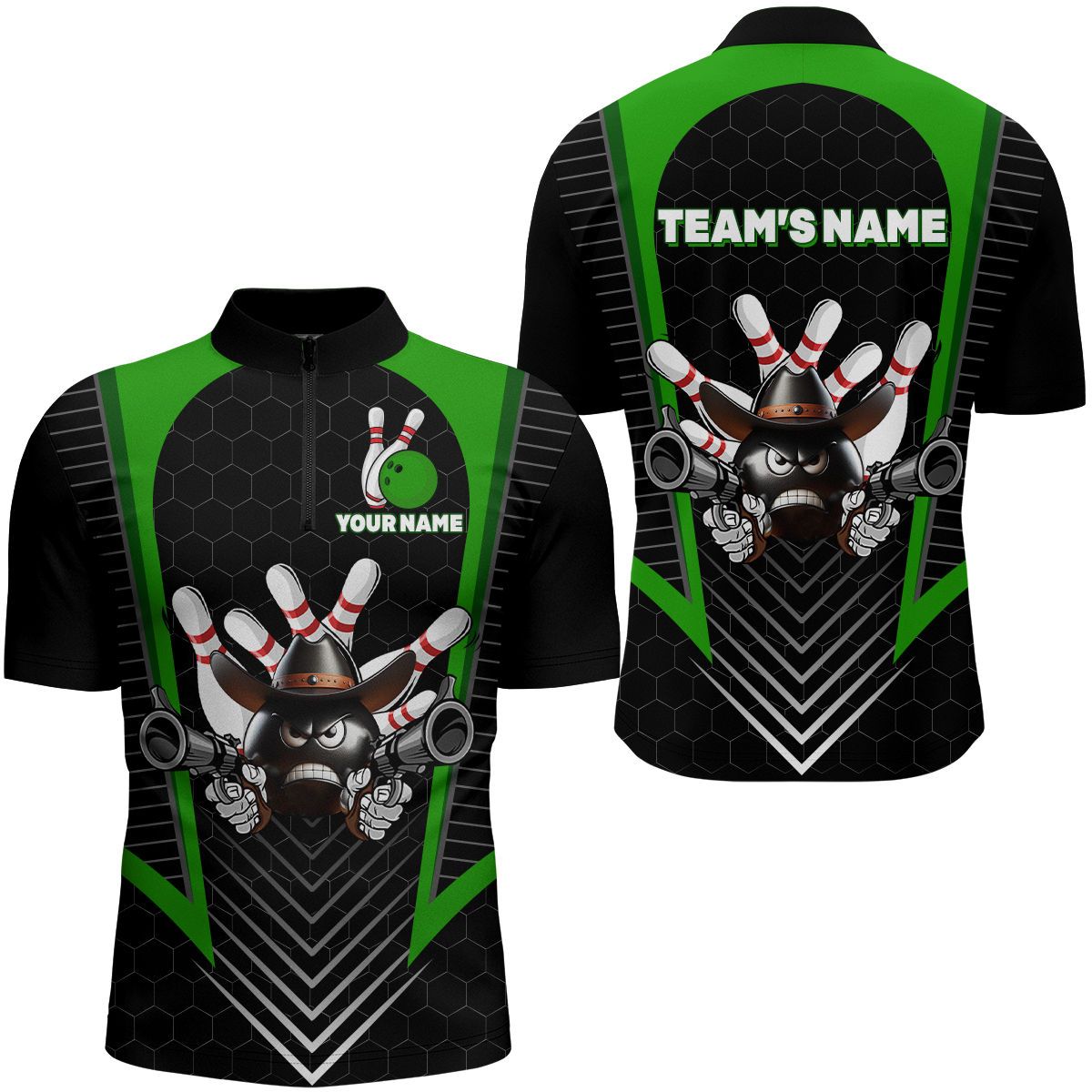 Custom Bowling Shirt for Men Bowling Jersey Bowling Team League Quarter-Zip Shirt QZT106
