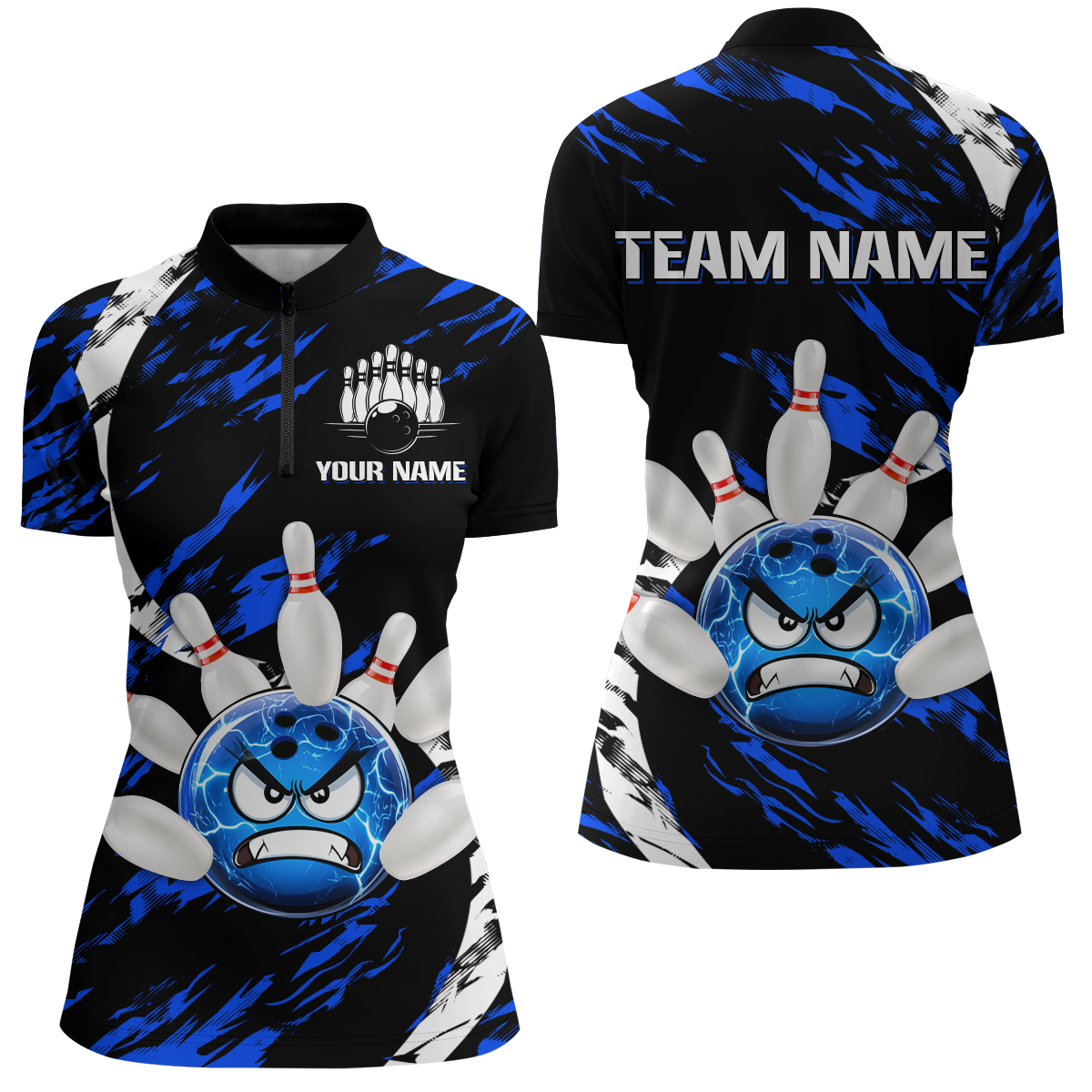 Women's Bowling Shirt Custom Bowling Jersey 1/4 Zip Bowling Multicolor Team Shirts QZT483