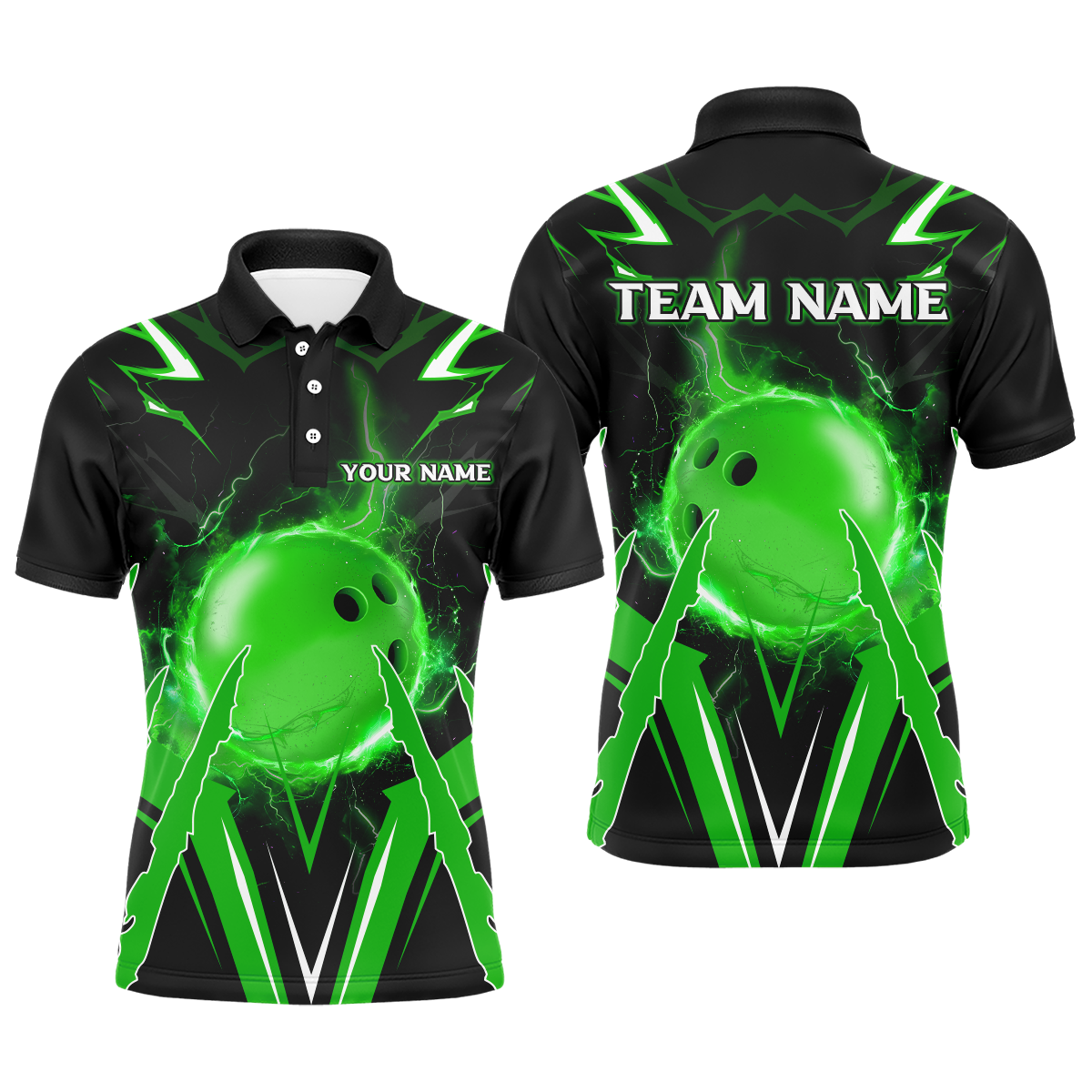 Personalized Bowling Team Shirts for Men Polo Short Sleeves Bowling Multicolor QZT455