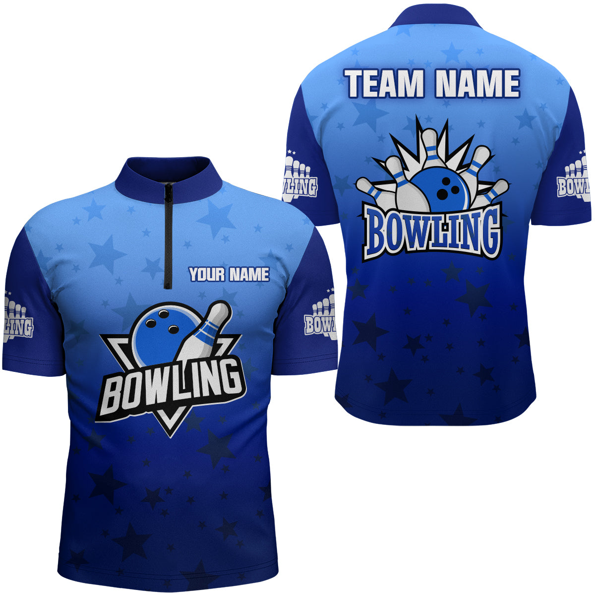 Custom Bowling Shirt for Men Bowling Jersey Bowling Team League Quarter-Zip Shirt QZT99-4