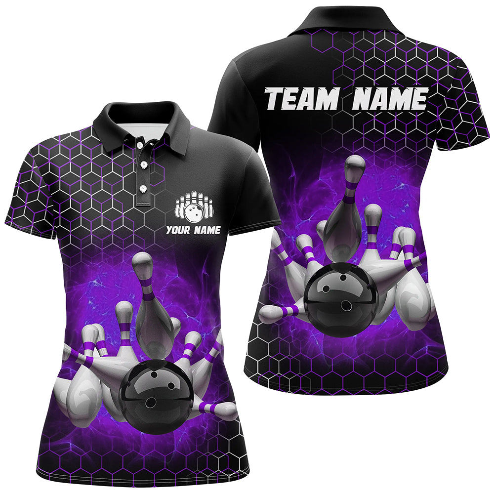 Personalized Purple Bowling Jersey Men and Women Custom Bowling Polo Shirt Team BDT490