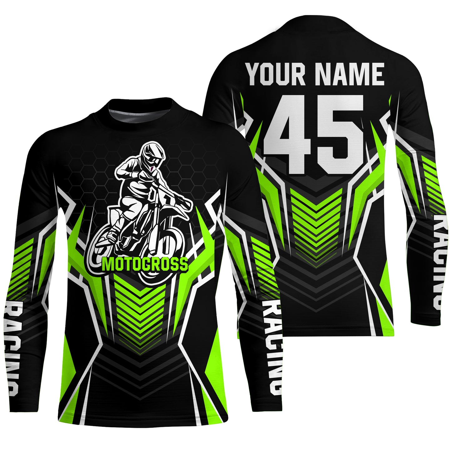 Green Motocross Jersey Men Women Kid Upf30+ Custom Dirt Bike Shirt Off-Road Jersey Boys Girls PDT668