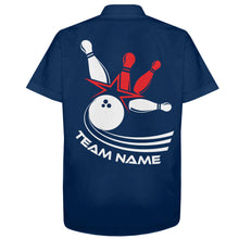 Load image into Gallery viewer, Retro Bowling Shirt For Men & Women Custom Blue Bowling Jersey Hawaiian Bowling Team League Shirt BDT349