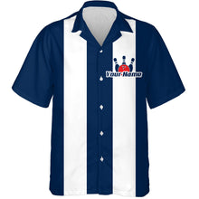 Load image into Gallery viewer, Retro Bowling Shirt For Men & Women Custom Blue Bowling Jersey Hawaiian Bowling Team League Shirt BDT349