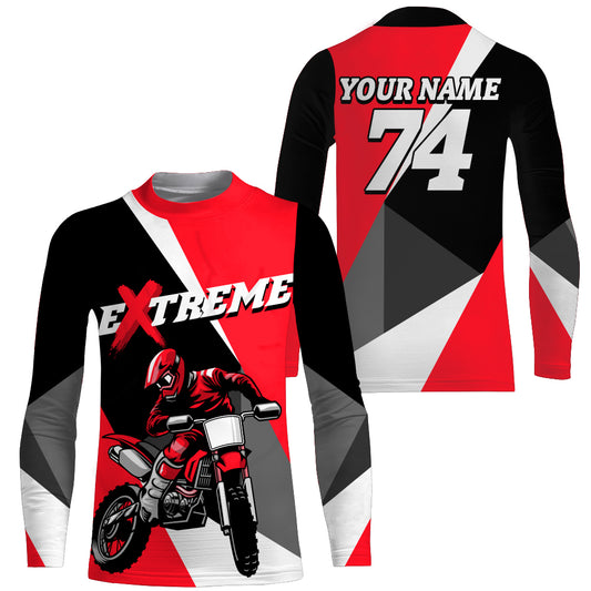 Kid Men Women Dirt Bike Jersey Red Upf30+ Custom Motocross Shirt Motorcycle Racing PDT676