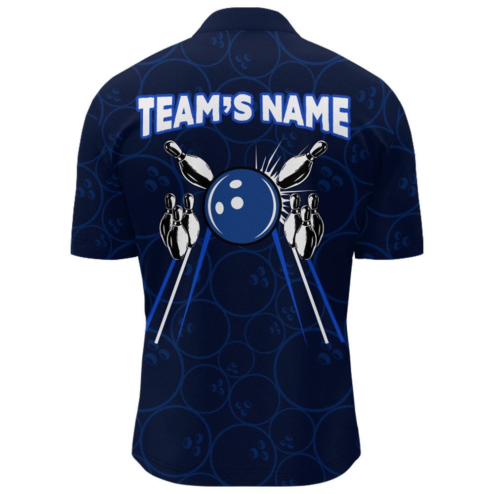 Custom Bowling Quarter-Zip Shirt For Men Navy Bowling Team Jersey Couple Bowling Shirt BDT342