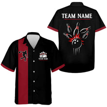 Load image into Gallery viewer, Black&Red Bowling Shirt For Men & Women Custom Retro Bowling Jersey Hawaiian Bowling League Shirt BDT350