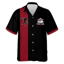 Load image into Gallery viewer, Black&Red Bowling Shirt For Men & Women Custom Retro Bowling Jersey Hawaiian Bowling League Shirt BDT350