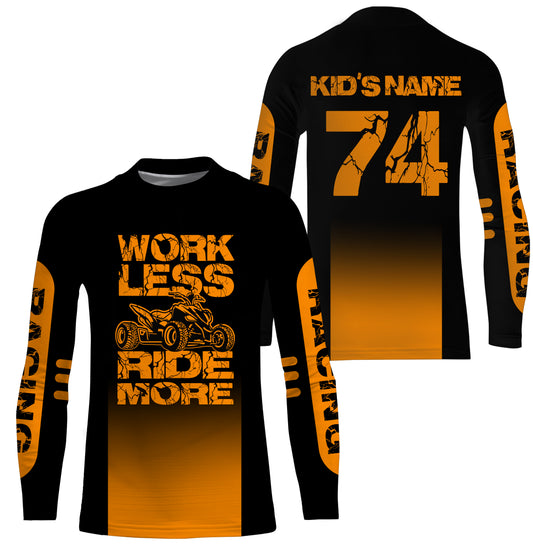 Orange ATV Motocross Jersey Adult&Kid UPF30+ Work Less Ride More Quad Bike Shirt ATV MX Off-Road PDT730