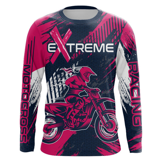 Pink Motocross Racing Jersey Upf30+ Off-road MX Racing Dirt Bike Jersey Kid Girl Women XM174