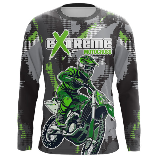 Motocross Racing Jersey Grey Green UPF30+ Dirt Bike Off-Road Shirt Men Kid Motorcycle XM182