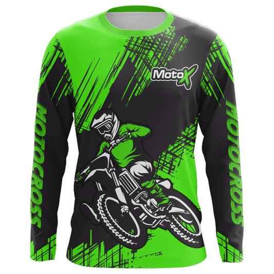Green Motocross Racing Jersey Men Kid Upf30+ Dirt Bike Off-Road Shirt MX Jersey XM192