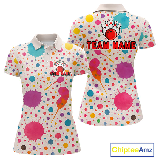 Ink Watercolor Pink Bowling Shirt for Men Women Custom Team Bowling Jerseys MBL103